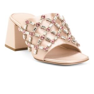 Miu Miu Beige Embellished Mules